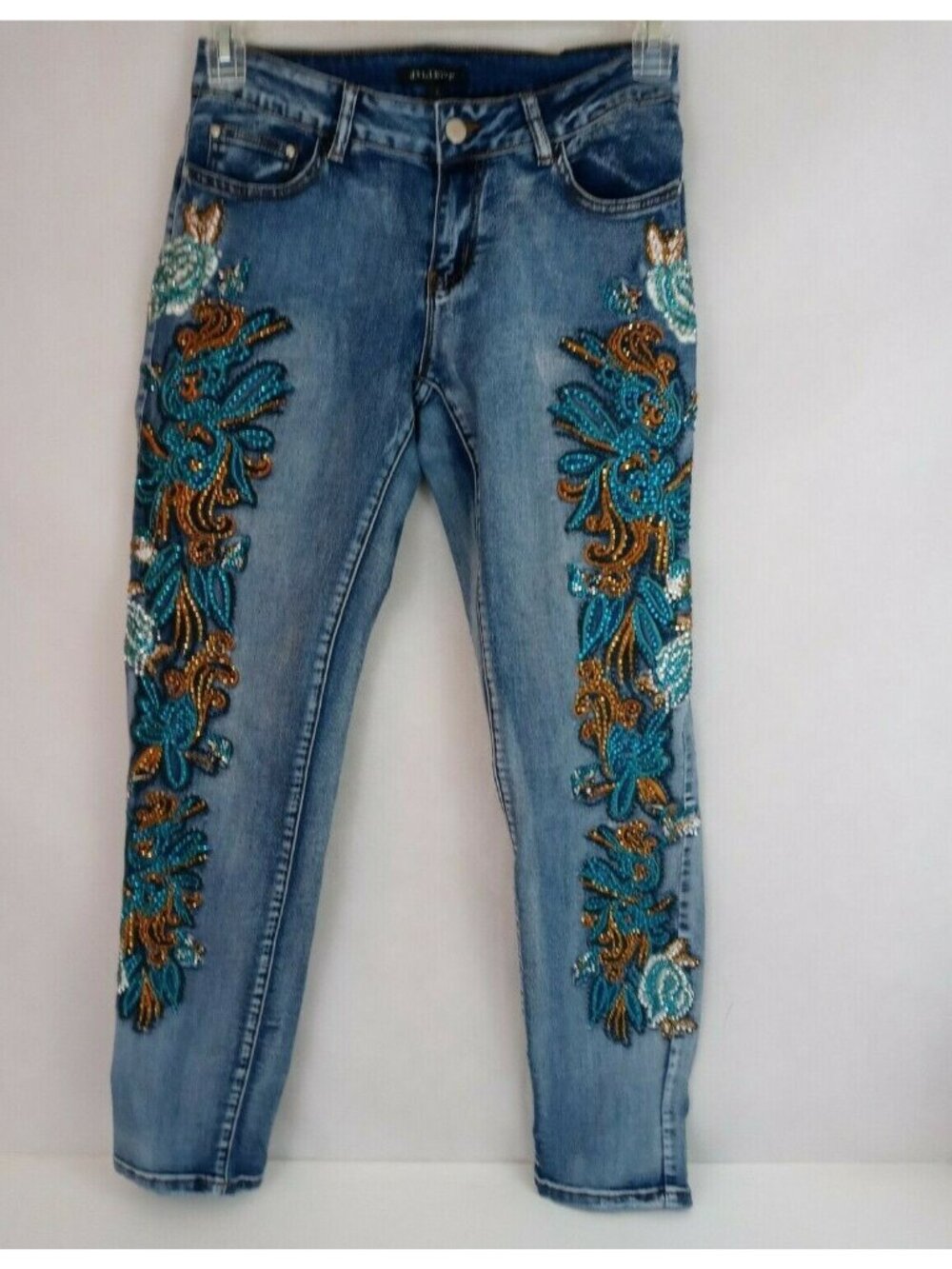 Vintage Juliet Embroidered Beaded Floral Jeans Size 4